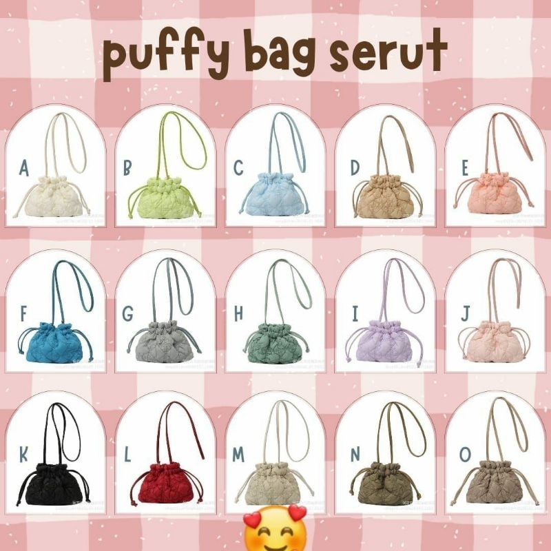 Puffy bag serut mini tali panjang
