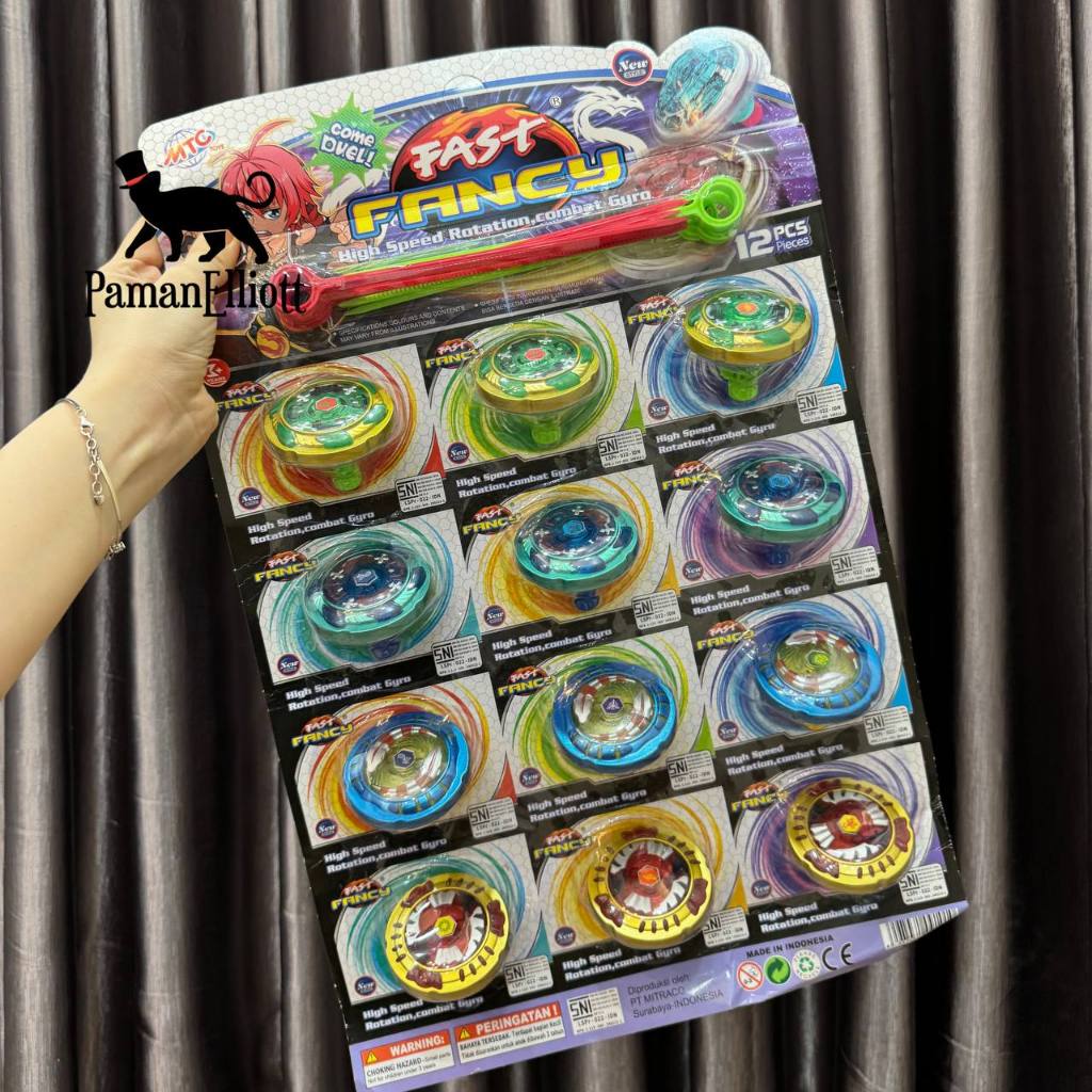 Mainan anak gasing petarung mainan anak gasing fancy isi 12