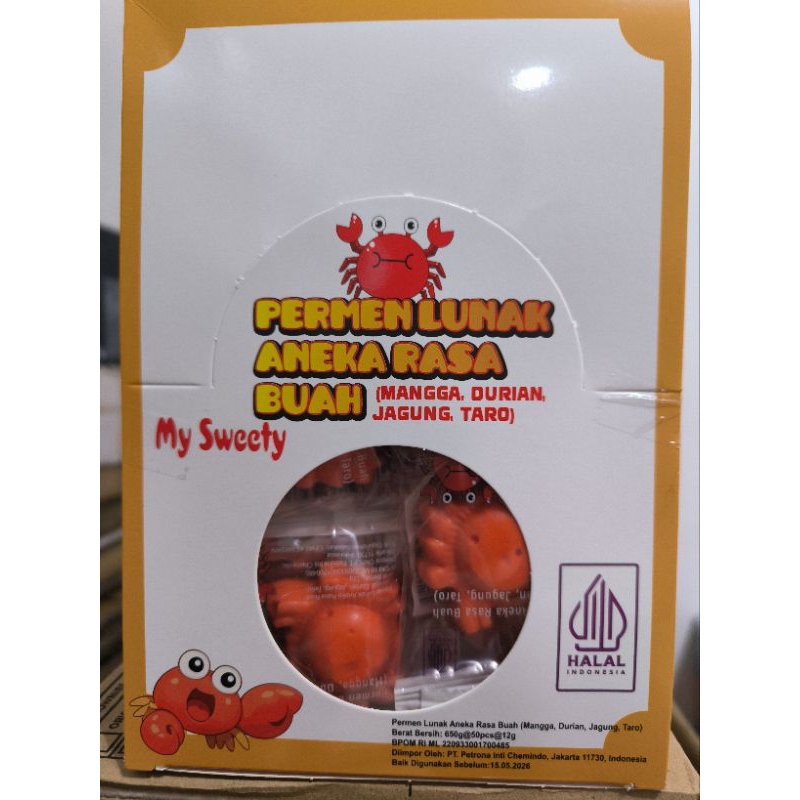 

MY SWEETY PERMEN LUNAK ANEKA RASA BENTUK KEPITING ISI 50 PCS