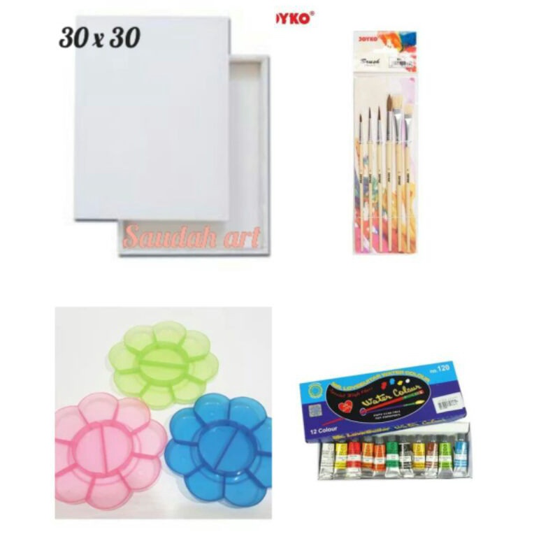 

KODE M96F Paket Kancas Lukis kanvas 3x3 kuas palet cat air