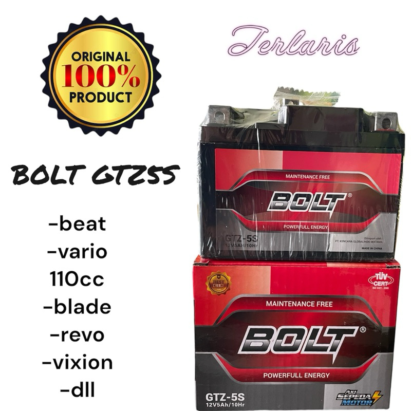 aki kering motor beat merk BOLT 12v 5amper