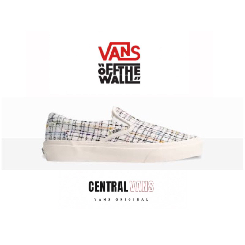 VANS SLIP ON CLASSIC WOVEN PLAID WHITE || SEPATU VANS 100% ORIGINAL