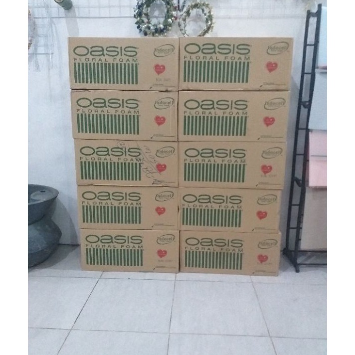 Potongan Busa Basah wet Floral Foam Bunga Basah 1 Dus isi 2 pcs  Oasis Indocell  Green Leaf