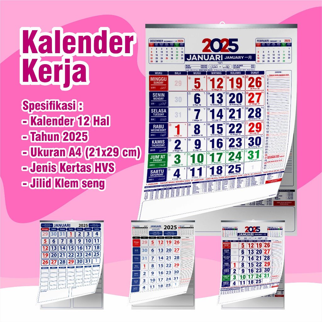 

Kalender Kerja - Kalender kerja dinding - kalender HVS