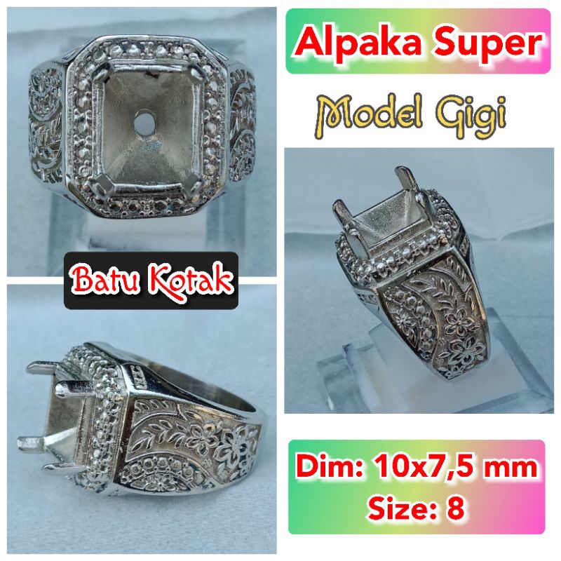 cincin emban batu akik dan permata alpaka super batu kotak.19