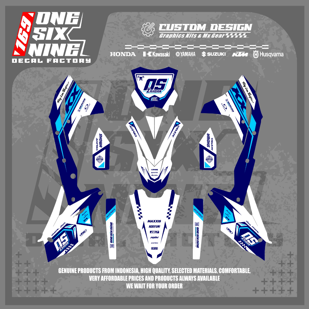 Decal Kx 250 2017 Putih Biru - Decal Custom Kxf 250 2017