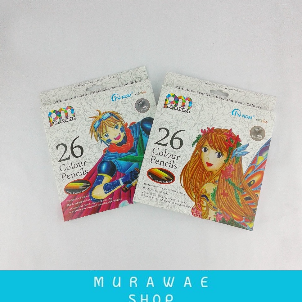

KODE E42V Pensil warna panjang 24 warna 2 warna neon kuning dan orange NDM Color Pencil 24Colors bonus serutan
