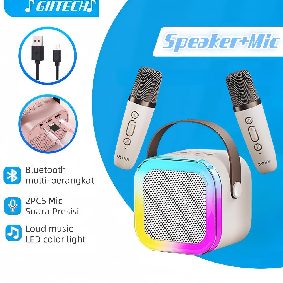 Jangan Ketinggalan order Mini Speaker2pcs Mic K12 Speaker Bluetooth Plus 2 Mikrofon Karaoke 1 SET Me
