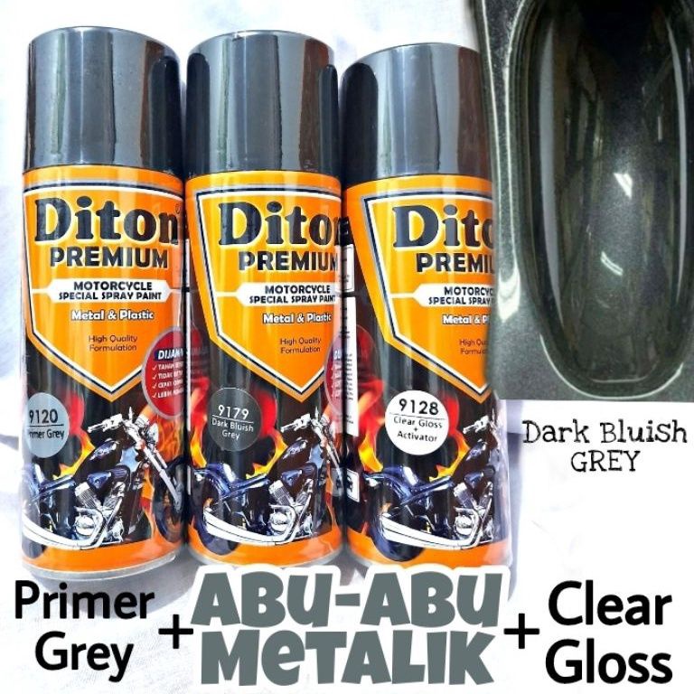 Product Exclusive PAKET DITON PREMIUM DARK BLUISH GREY ABU ABU METALIK Y9179 CAT SEMPROT TAHAN BENSI