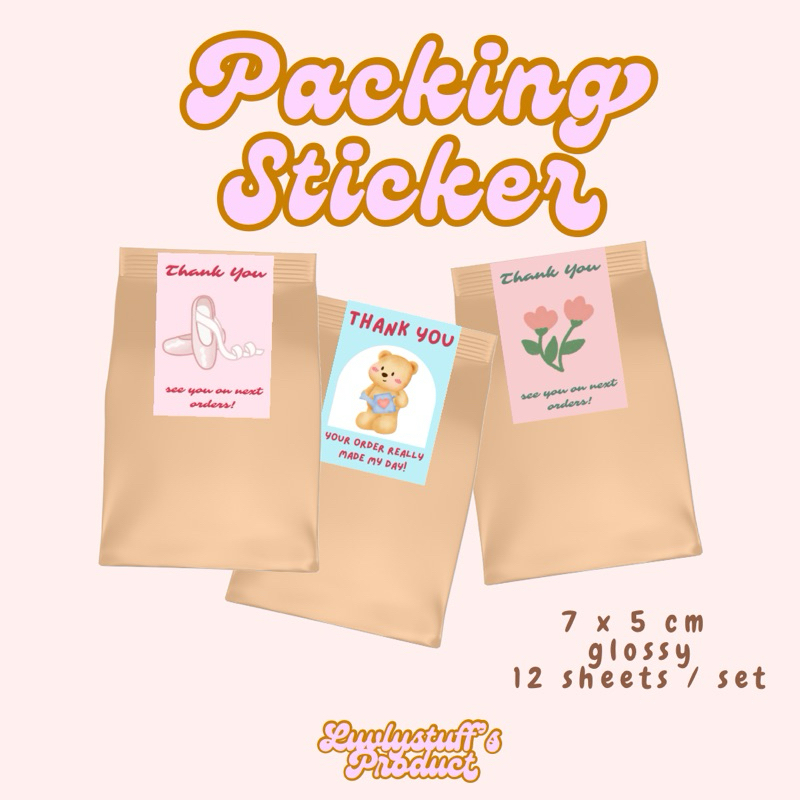 

[Luvlystuff] STIKER PACKING BEAR PIKISH || THANK YOU STICKER GLOSSY PAKET