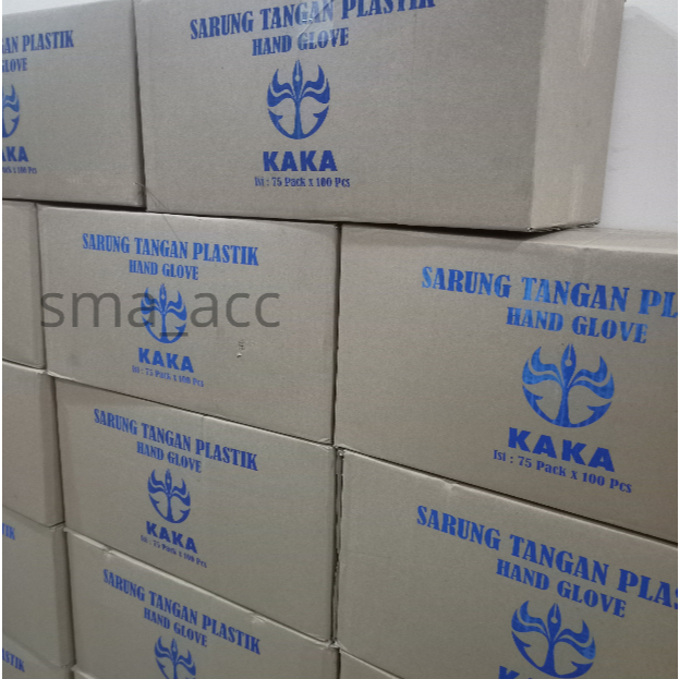 Soreshop_ [1 Karton] Sarung Tangan Plastik Merk Kaka ( 1 Karton Isi 75 Pack,1 Pack 100 Lembar 50