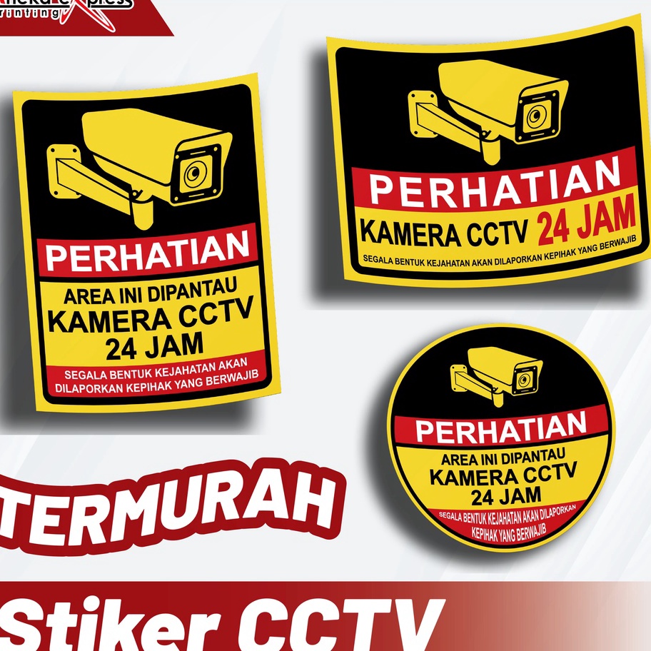 Stiker CCTV Murah  Stiker CCTV 24 jam  Stiker Sign Kamera CCTV 24 Jam Area Pantau  Stiker CCTV Besar