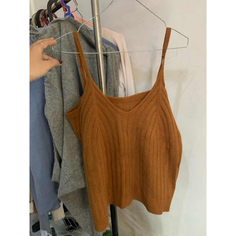 Tanktop Knit Lidi Rajut Crop Wanita Preloved