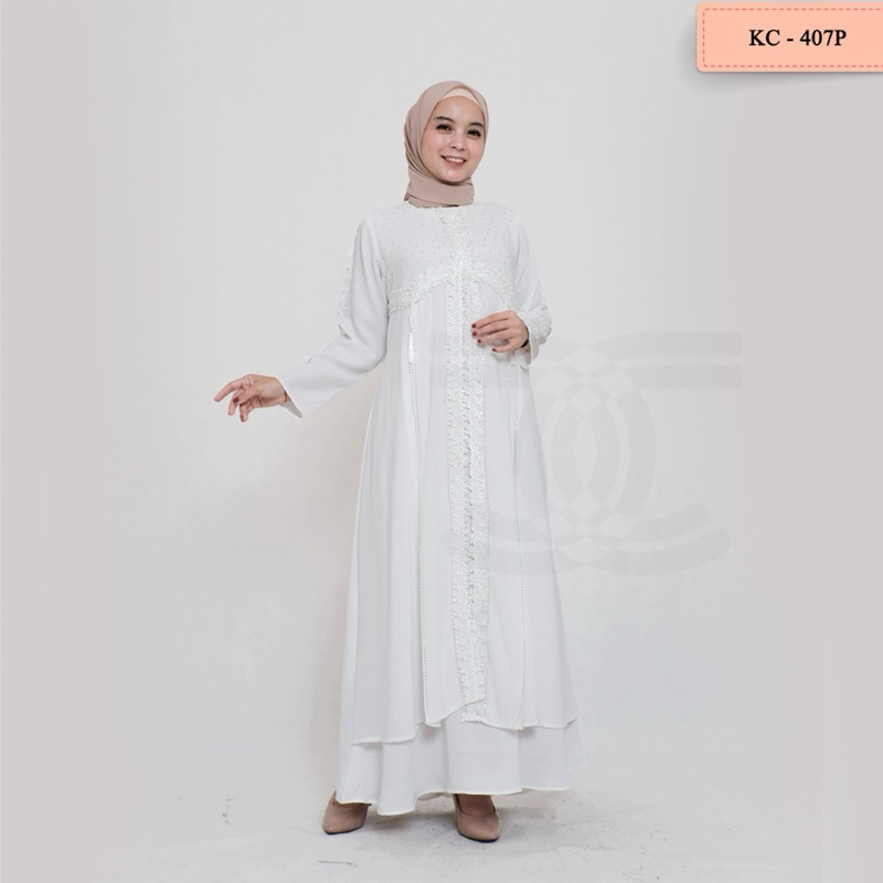 NEW ABAYA YASMIN ~ GAMIS ABAYA TURKEY KAYLA PUTIH TULANG KC 407 TERBARU