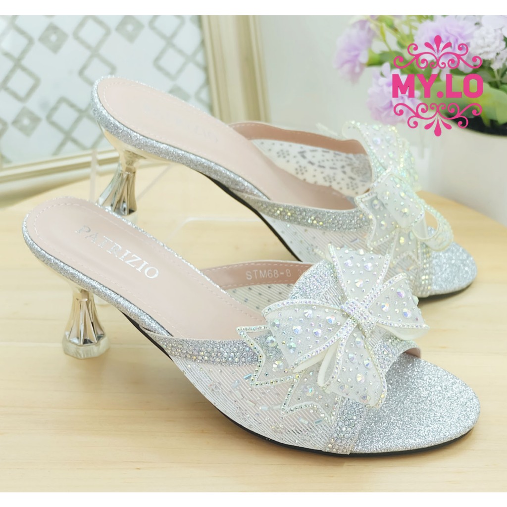 SANDAL HEEL KONDANGAN WANITA SENDAL PESTA PEREMPUAN SELOP KEBAYA PENGANTIN SLOP MEWAH ELEGAN PREMIUM