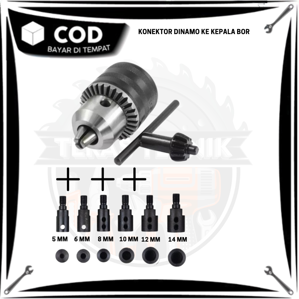Konektor dinamo ke kepala bor Paket cuk bor dan adaptor dinamo 775 adapter dinamo as 10 mili 3/8 - 2