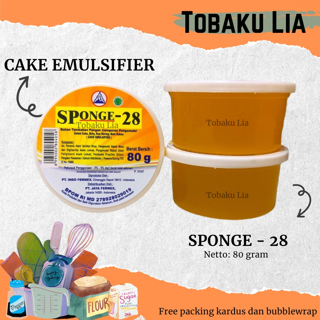 

SPONGE - 28 EMULSIFIER PENGEMBANG PELEMBUT KUE KEMASAN 80 GR