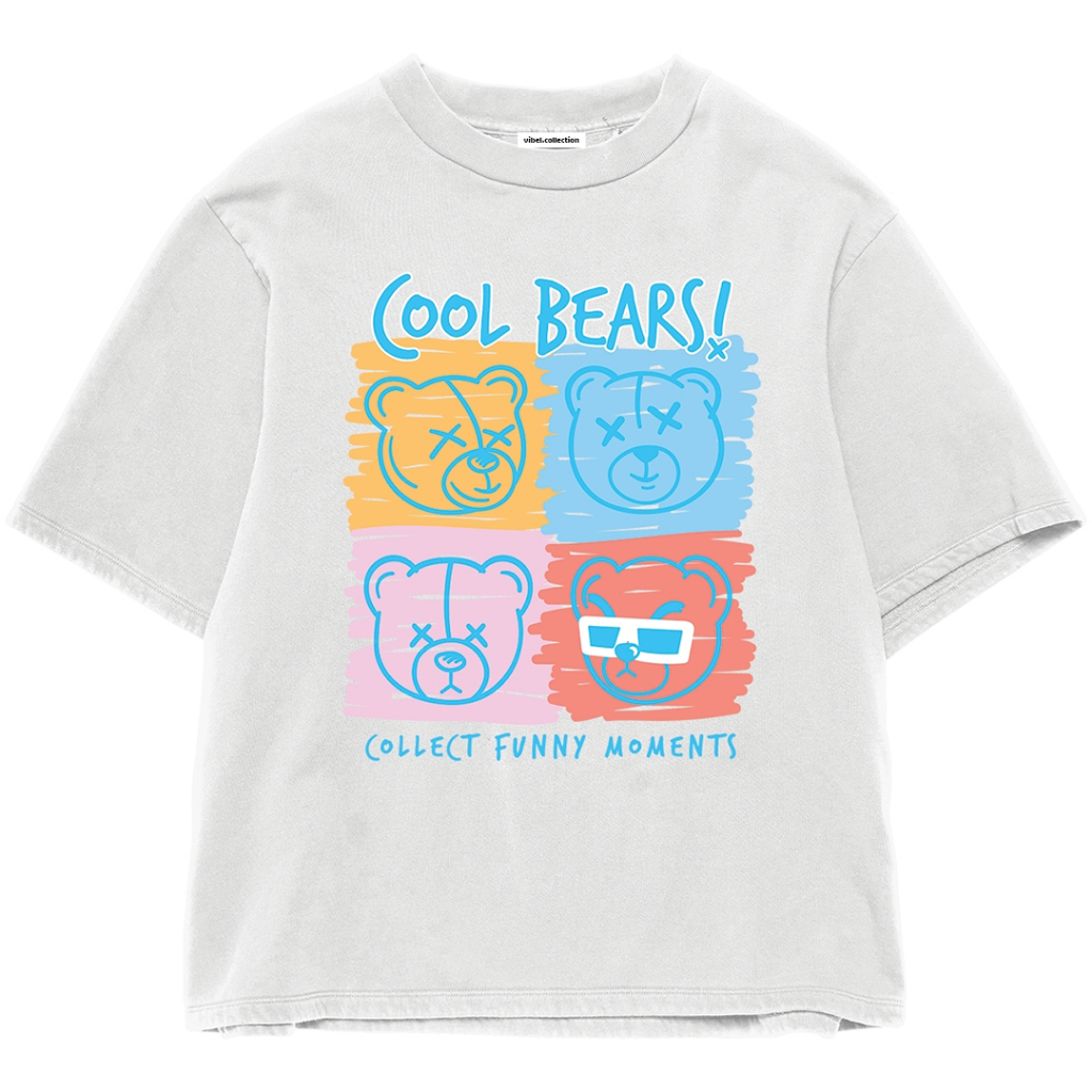 Vibel - Kaos Katun Oversize Cool Bear Unisex Atasan Cewek Cowok Motif Teddy Beruang Lengan Pendek