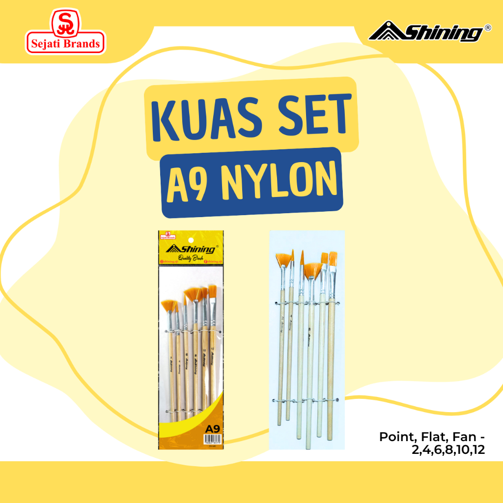 

Shining Kuas Lukis Kipas Set 6 Pcs/ Fan Brush/ Kuas Gambar Flat A9 Nilon