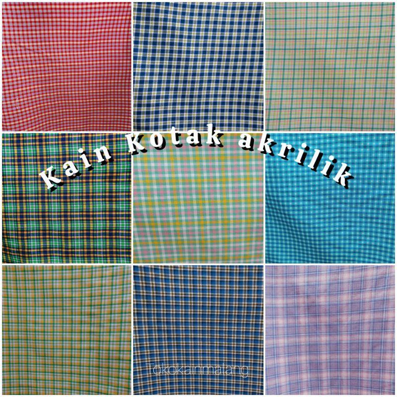 KAIN KOTAK AKRILIK/KOTAK ACRYLIC BAHAN SERAGAM METERAN (PER 0.5 METER)