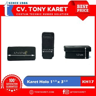 karet kaki hollow 1,5x3,5 kaki kursi meja/pengaman pelindung furniture/ tutup besi stainless holo 1,