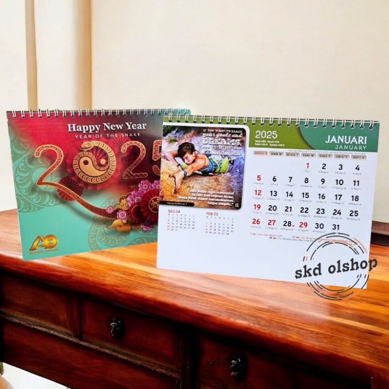 

kalender meja standar tahun 2025 motivasi Ao 902 ukuran 21x16 cm( terima castume cetak merek)