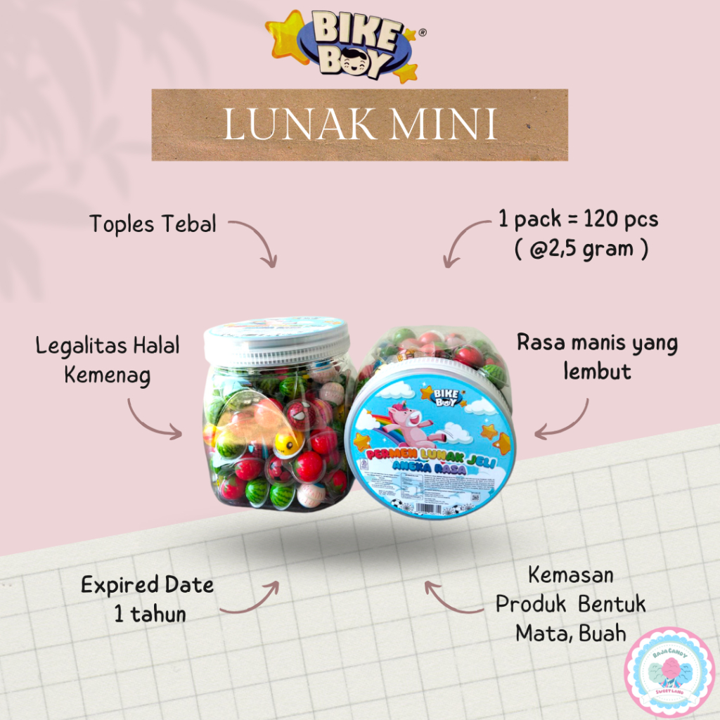 

permen lunak mini (1 toples isi 120pcs/200pcs)