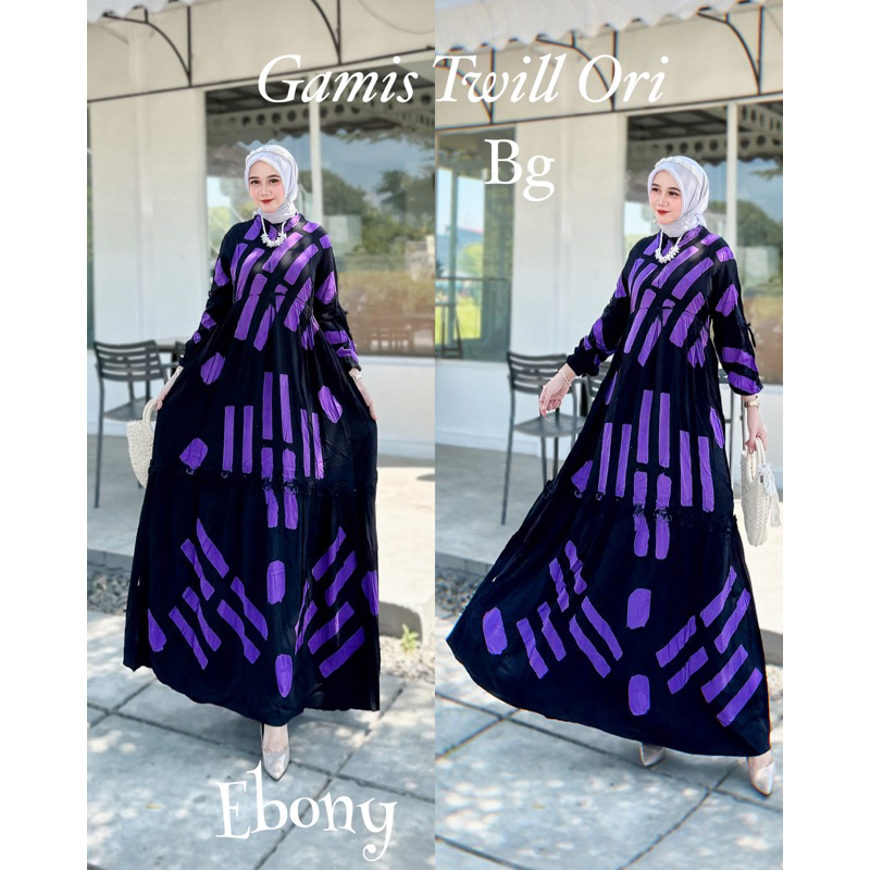 Gamis Raya Ebony twill ori bg collection