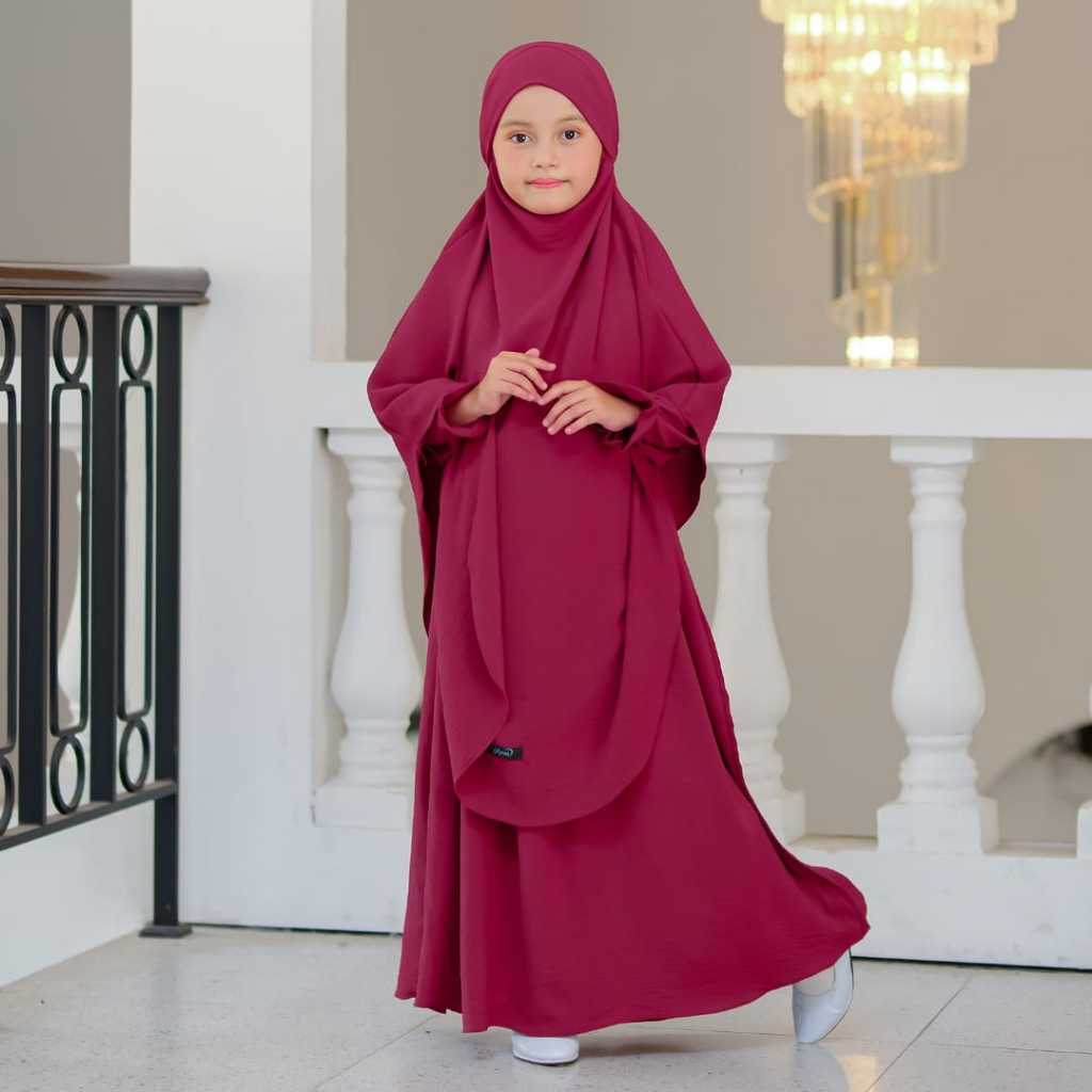 D2BLACK ~ Gamis Syari Anak Anti UV Nabila Set Maron