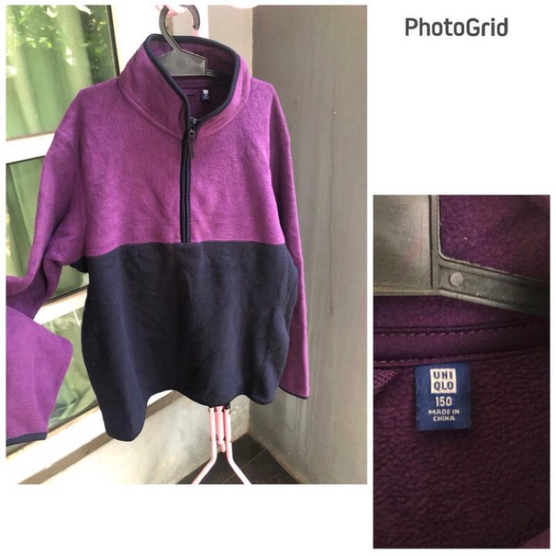 jaket fleece anak Uniqlo sz 150 ungu