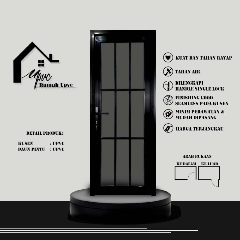 PINTU PREMIUM HITAM UPVC-PINTU KAMAR,PINTU DAPUR,PINTU GUDANG,PINTU MEWAH,PINTU KEDAP SUARA
