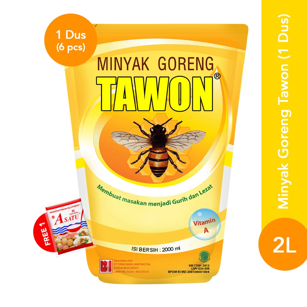 Rose Brand - Bundle Minyak Goreng Tawon 2 Liter (1 Dus) + Gratis (1 Pcs) MSG A Satu 50 Gram