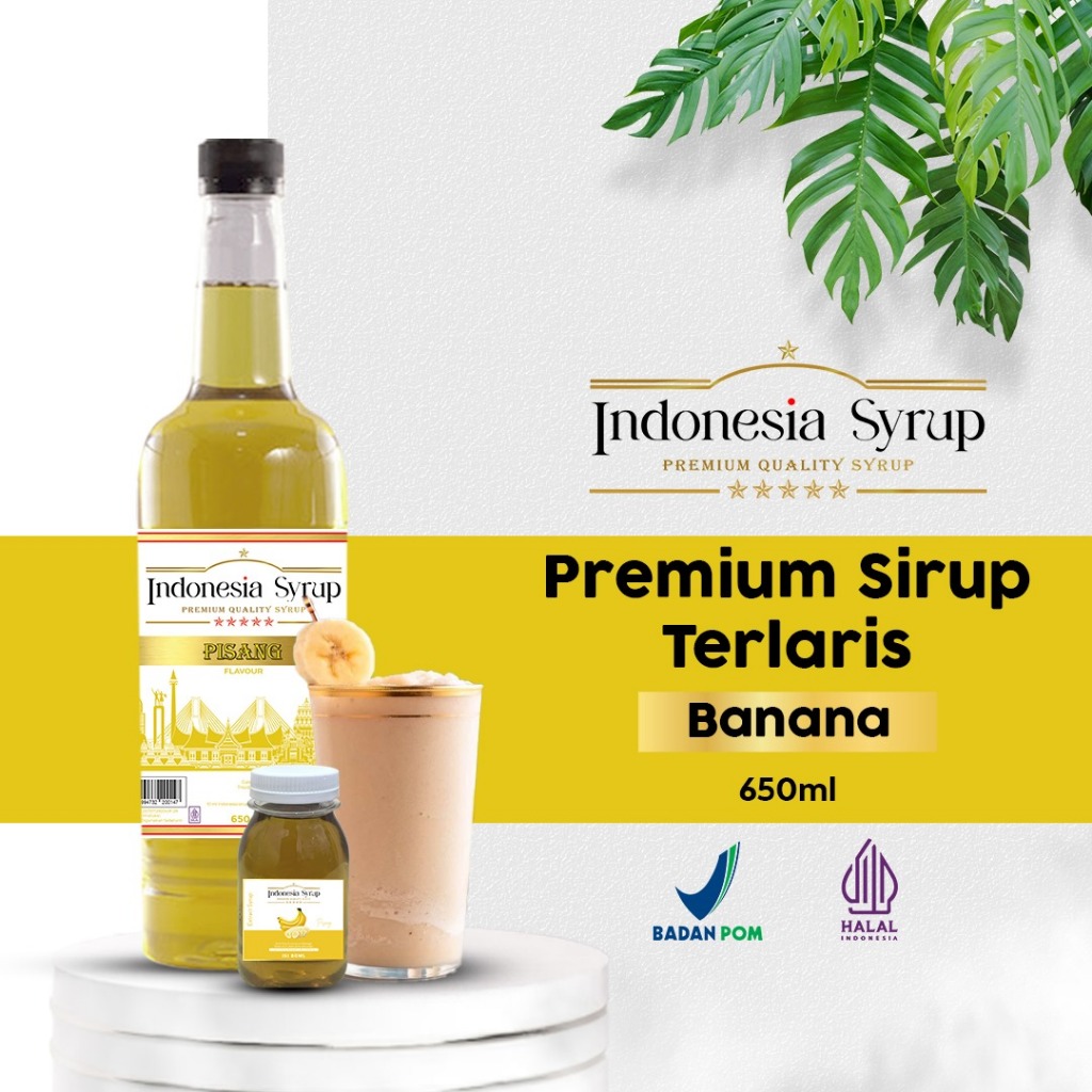 

Sirup Premium Rasa Pisang / Banana Minuman Sirop Flavoured Syrup Halal BPOM 650 ml Indonesia Syrup Omura Powder