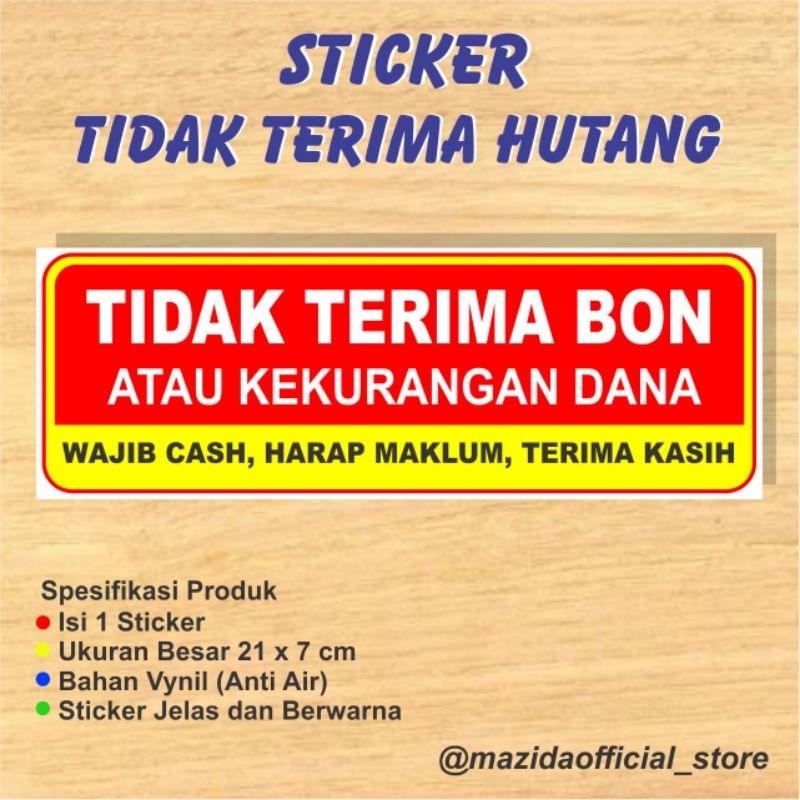 

Sticker Tidak Terima Bon Hutang Wajib Cash Kuning Anti Air