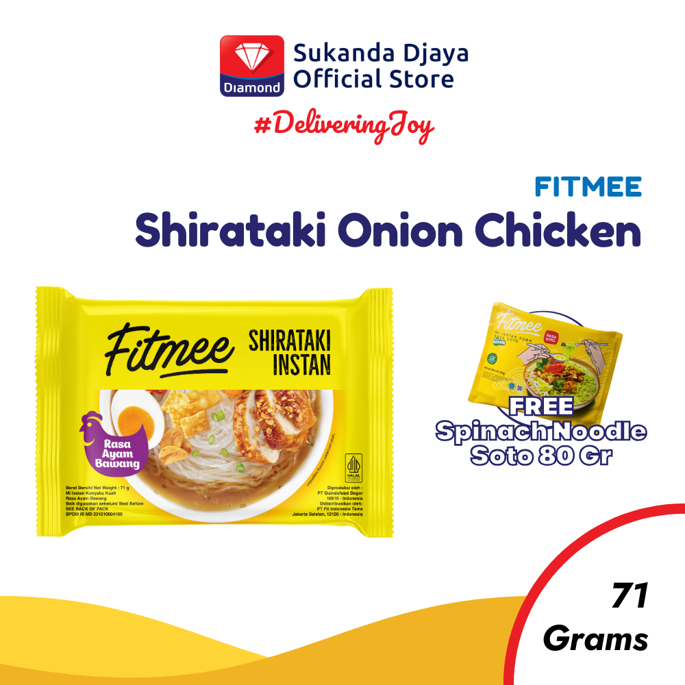 

Fitmee Mie Instan Sehat Shirataki Ayam Bawang FREE Bayam Soto