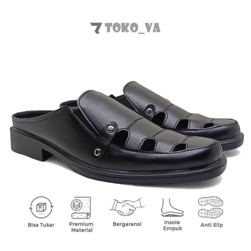 BUSTONG - Big Size 43 44 45 46 47 / Sandal Formal Pria Selop Ukuran Jumbo Besar / Sepatu Slip On Ful