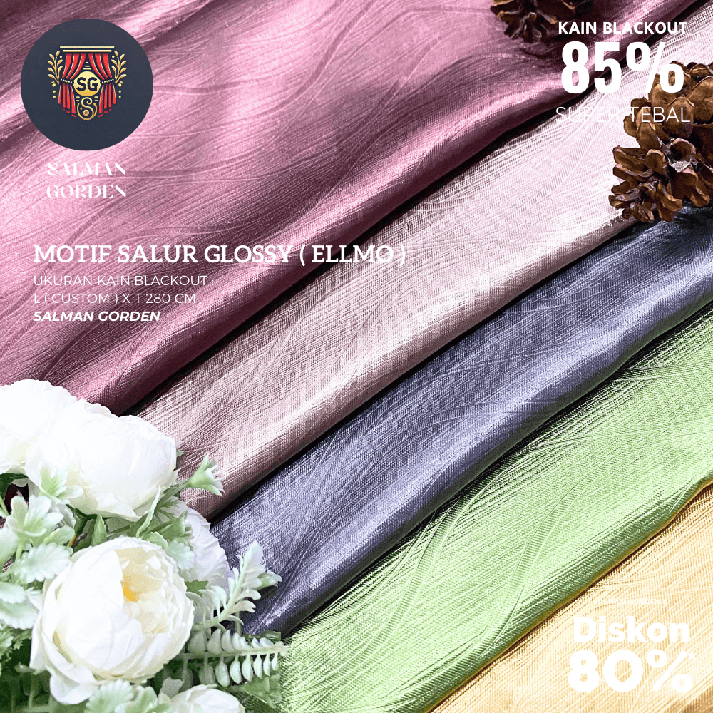 KAIN GORDEN BLACKOUT POLOS METERAN CUSTOM MOTIF SALUR GLOSSY ( KAIN BLACKOUT 85% - 95% - KODE ELLMO 