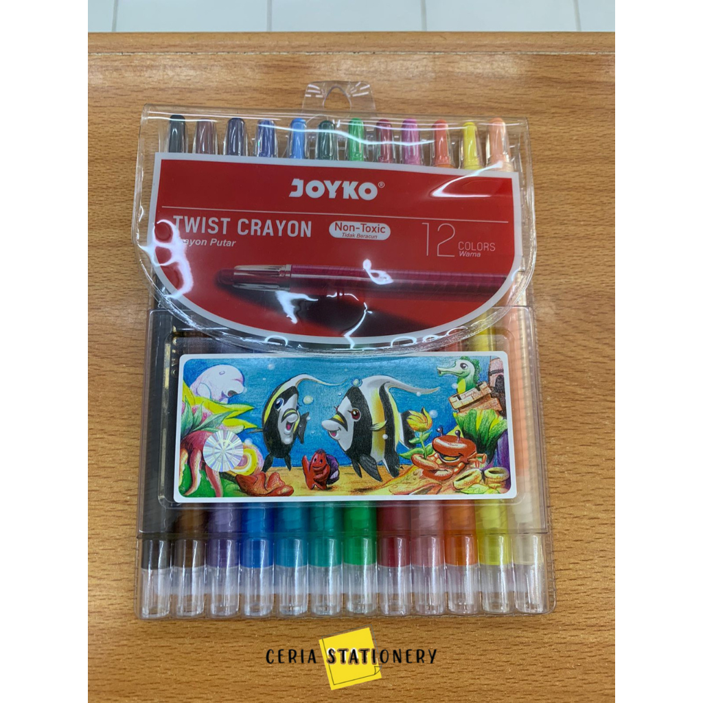 

Twist Crayon Joyko 12 Warna Panjang / TWCR-12S / Krayon Putar Non Toxic