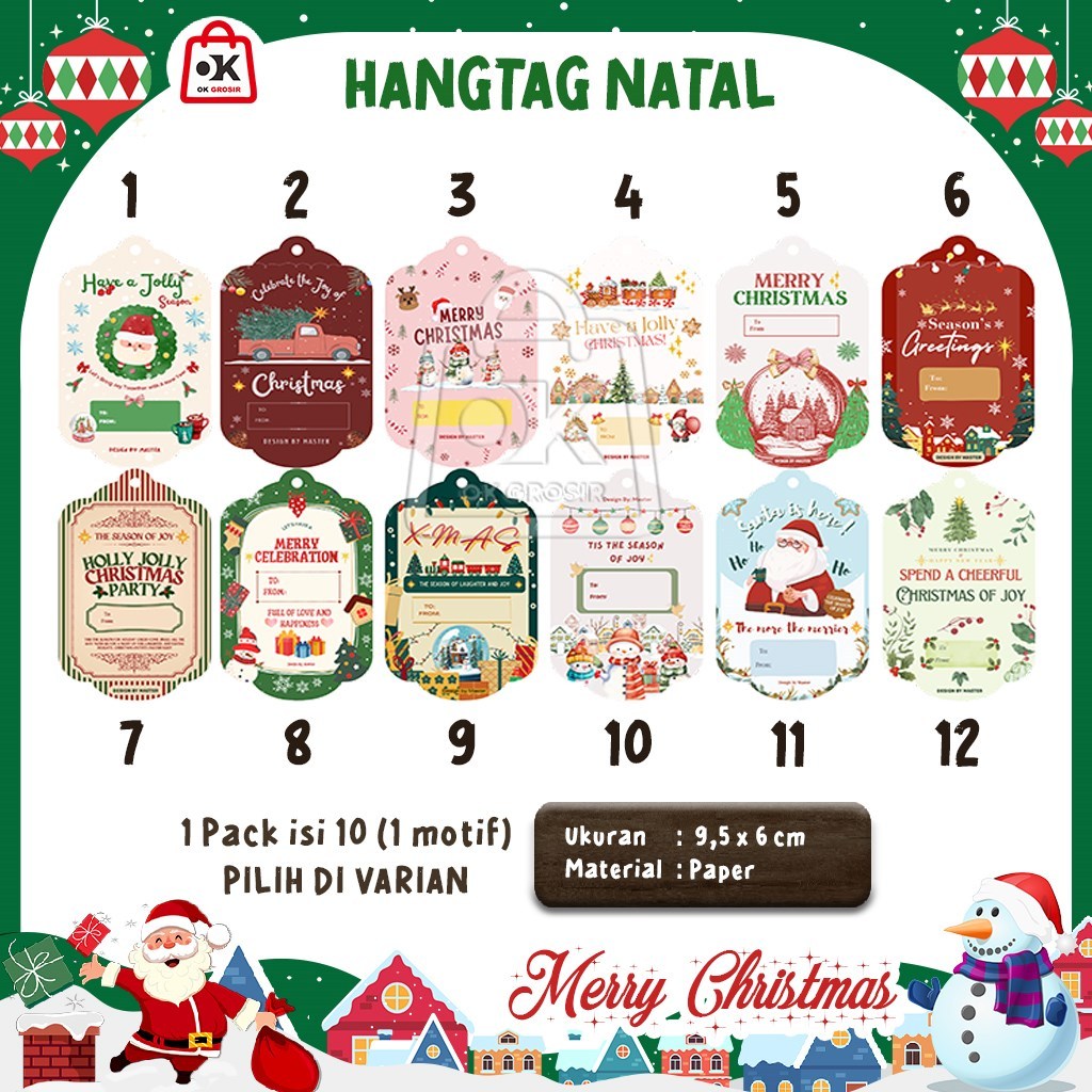 

Hang Tag Natal Kado HangTag Parcel Kartu Ucapan Christmas (isi 10pcs)