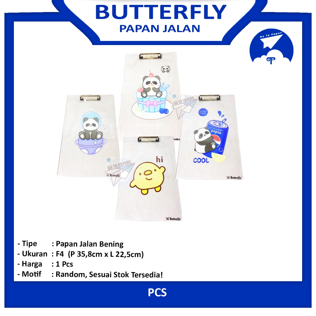 

Butterfly - Papan Jalan F4 Transparant Motif Random - Pcs