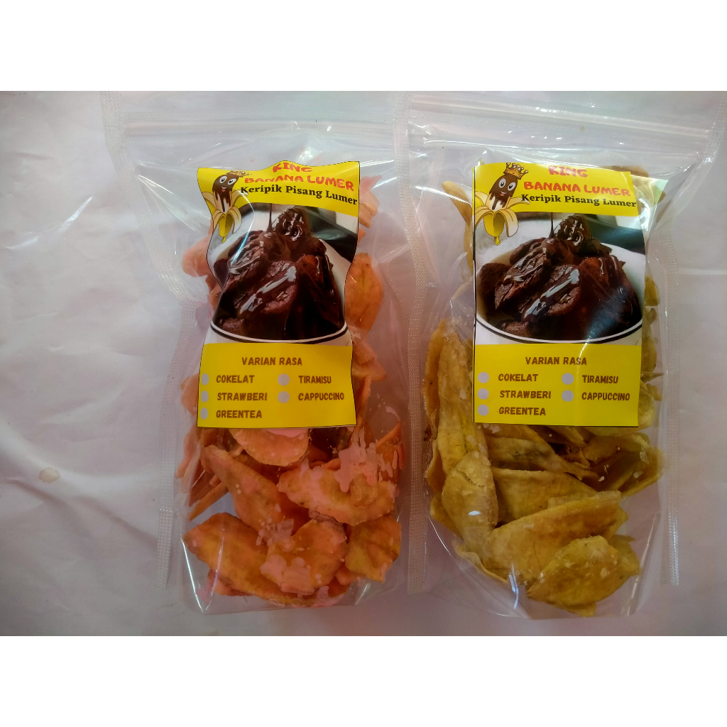 

Paling Laris Paket 2 Pcs Keripik Pisang Lumer Rasa Tiramisu dan Strawberi