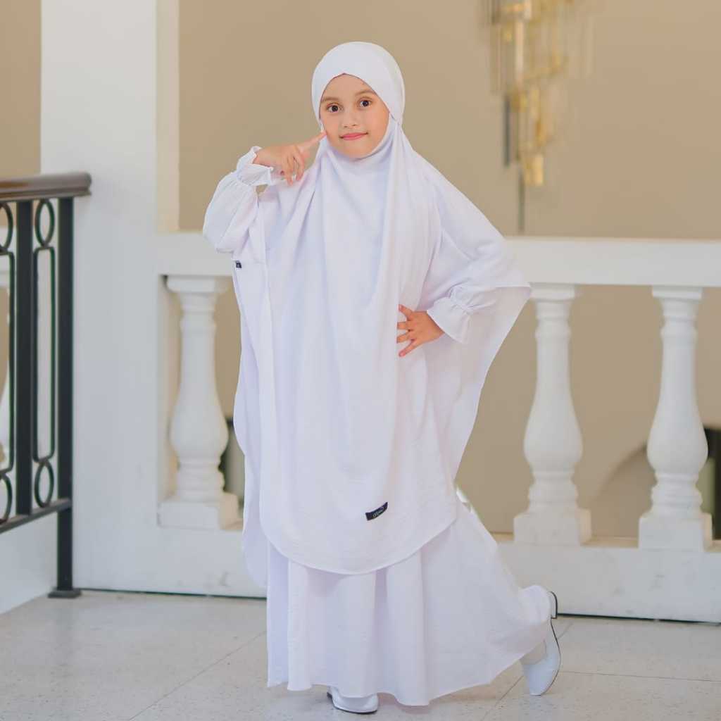 D2BLACK ~ Gamis Syari Anak Anti UV Nabila Set Putih