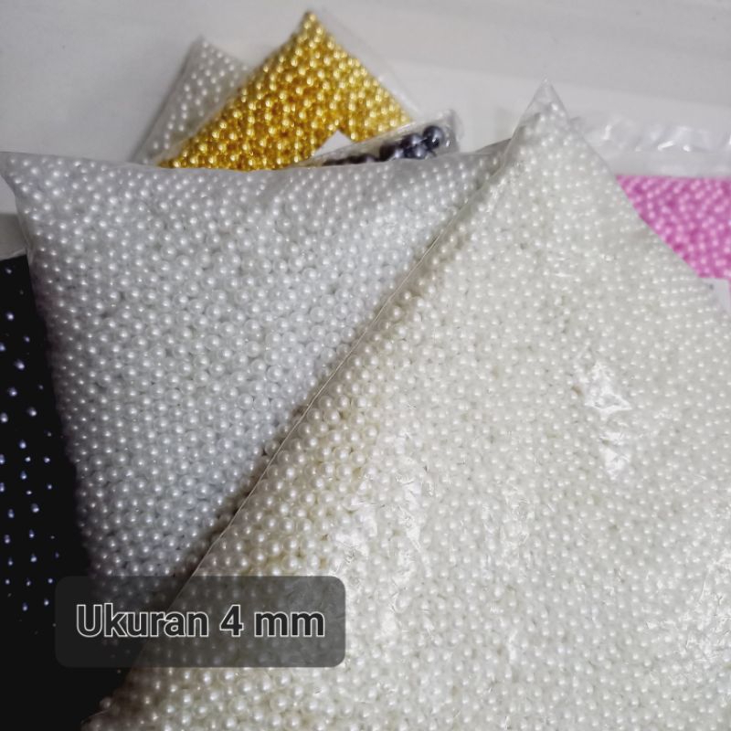 Mutiara Paku 4mm PON Manik Bulat Tanpa Lubang