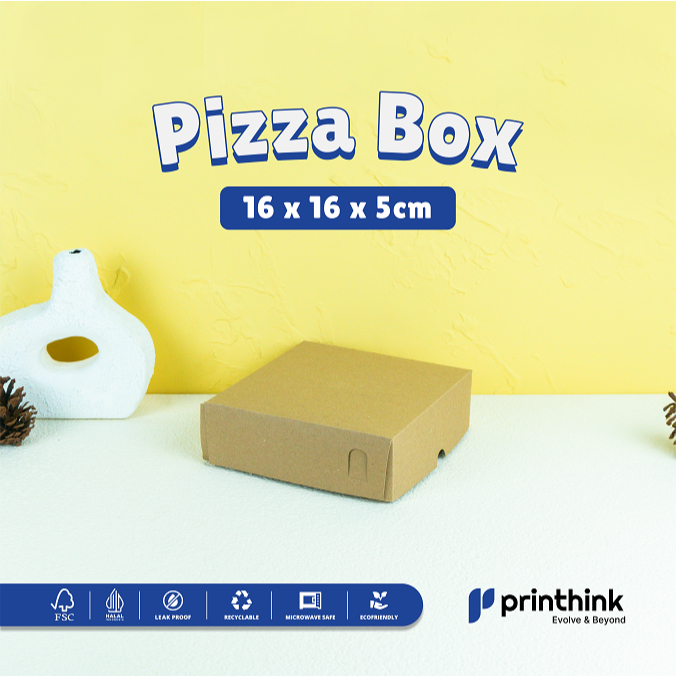 Pizza Box Polos  (16x16x5 cm) | Box Pizza Polos Aman untuk Makanan | Packaging Pizza
