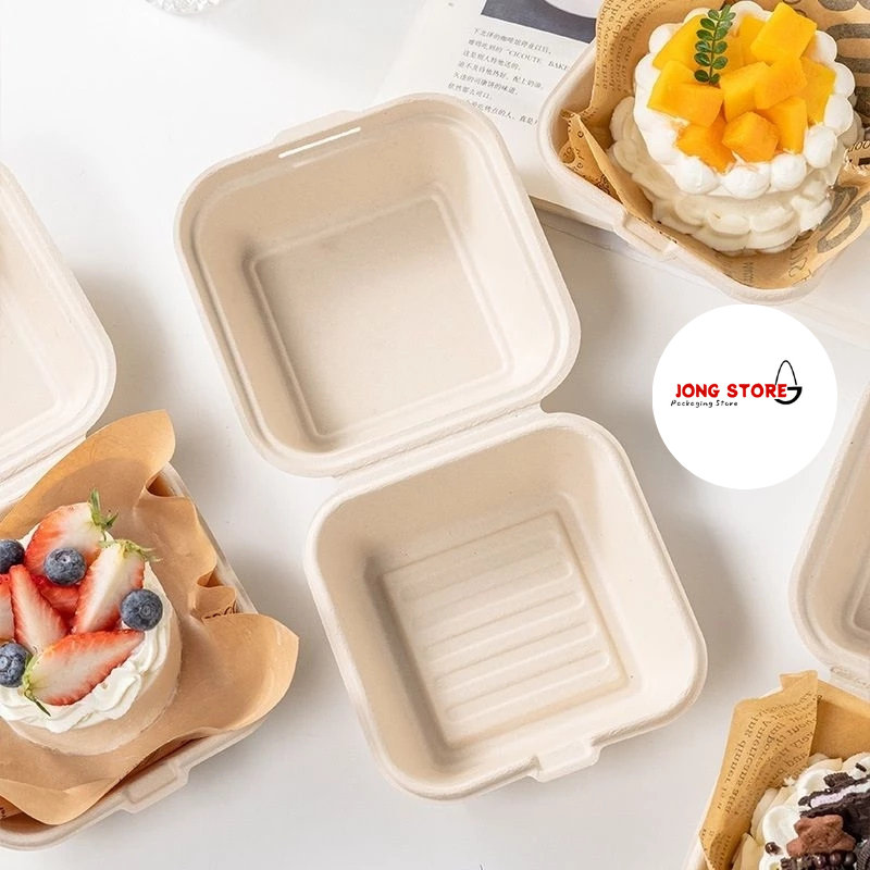 10pcs Box Korean Bento Kotak Bento Cake Bagasse Box