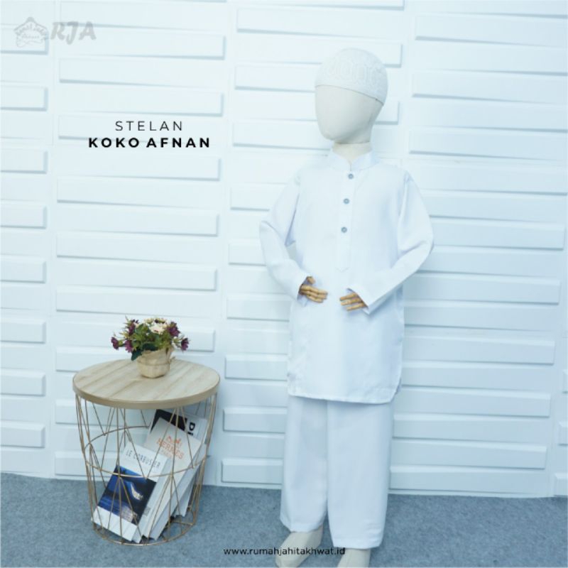 KOKO PUTIH ANAK - SET KOKO PUTIH ANAK - KEMEJA KOKO ANAK - STELAN KOKO ANAK - STELAN KOKO AFNAN