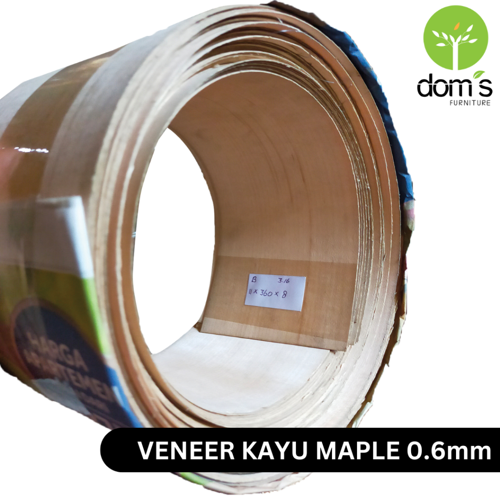 Dom's Veneer Kayu/Wood Veneer Maple 0.6mm Bahan/Material Kayu Asli