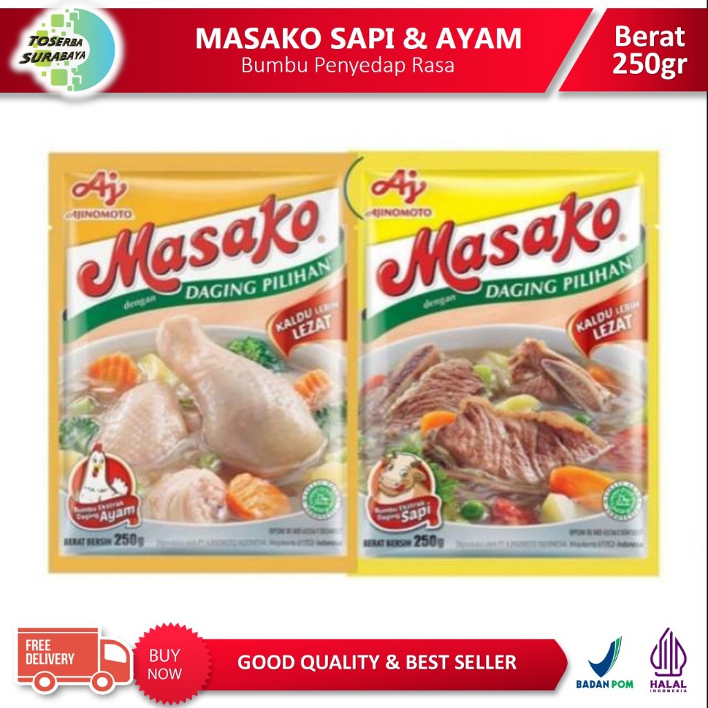 

(Kemasan Besar) MASAKO Sapi & Ayam 250gr Best Seller
