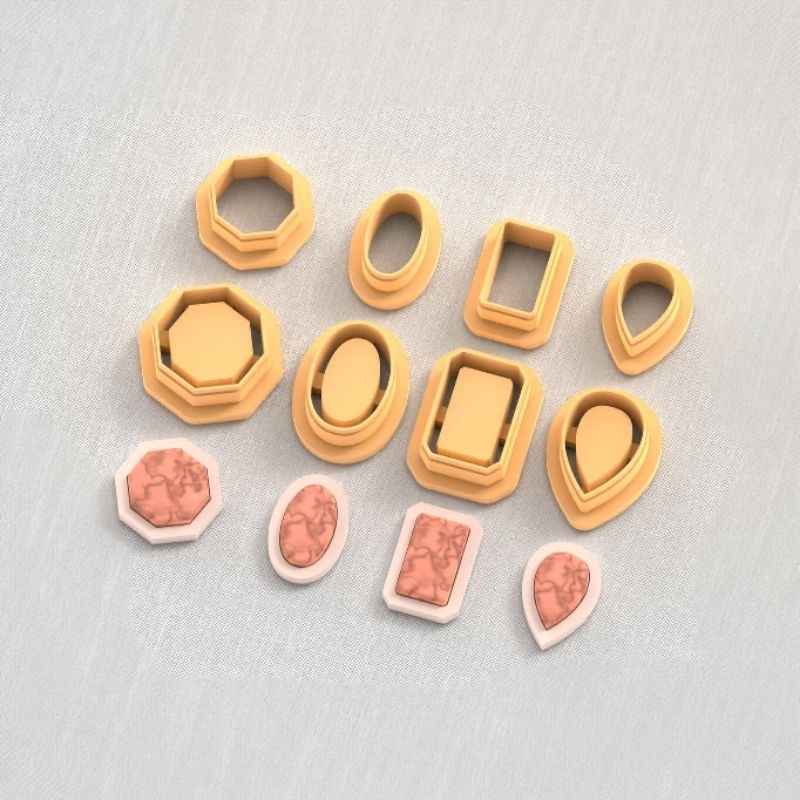 

Art Deco Gem Stone Framed - Stud 2 | Polymer Clay Cutter | Cetakan Anting | Alat Clay | Parira Cutters