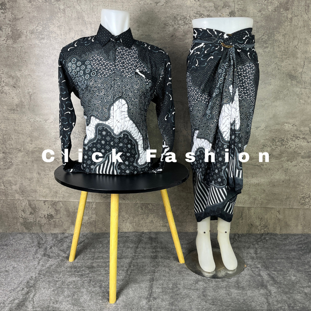 CLICK FASHION- BATIK COUPLE MODERN PASANGAN KONDANGAN DAN ROK LILIT BATIK MOTIF OURORA